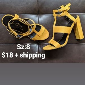 Mustard chunky heels